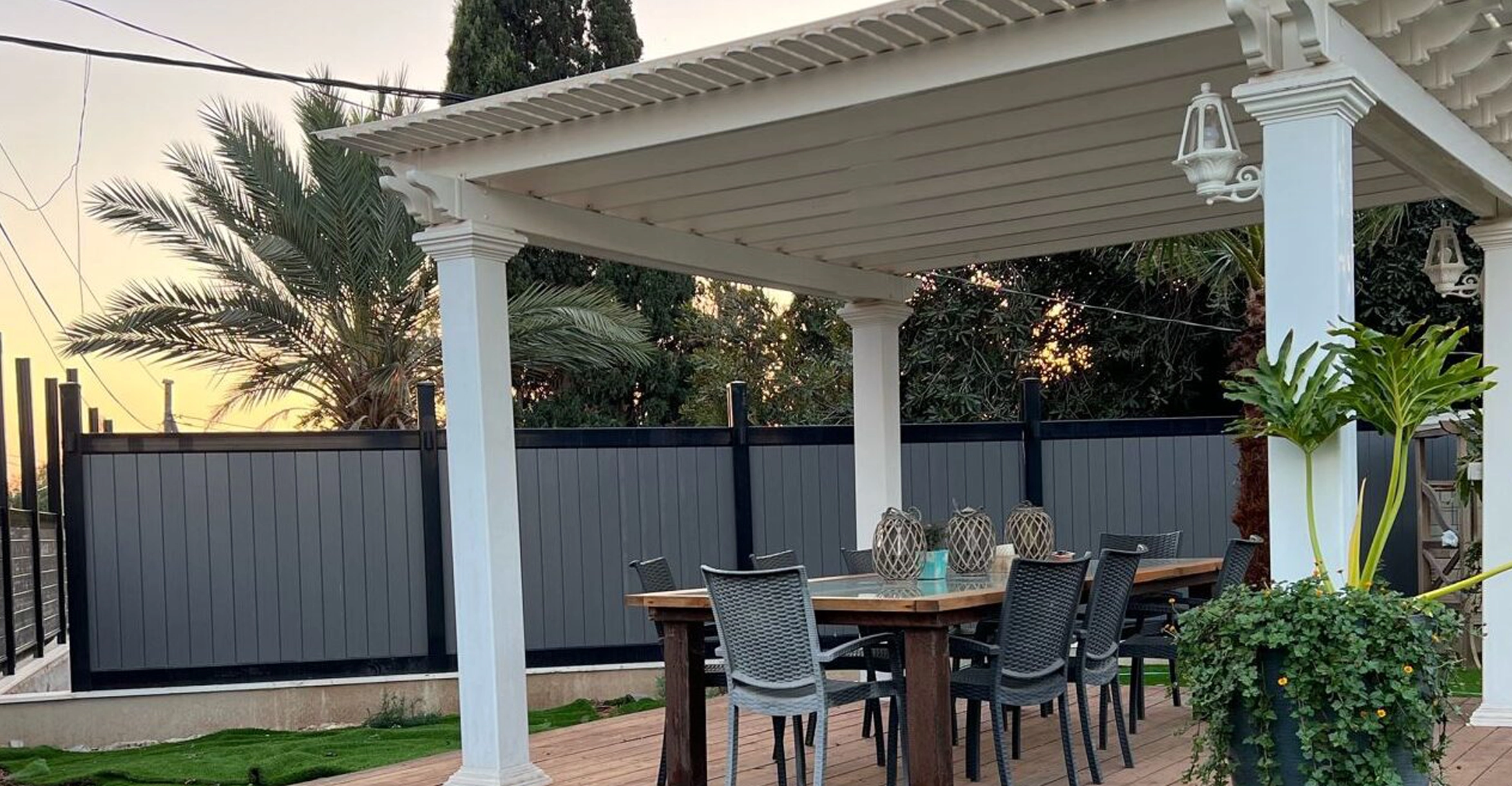 Dark gray PVC picket fence installation in Southeast Florida